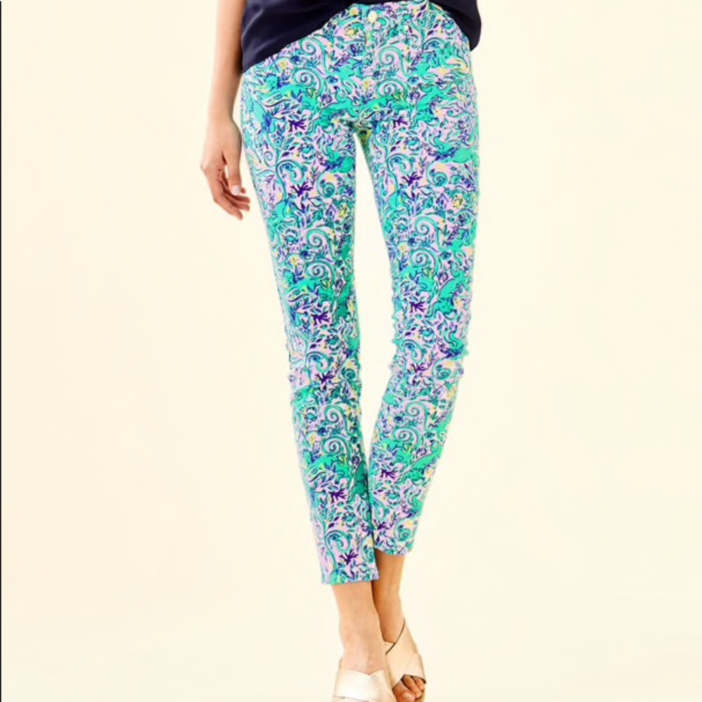 Lily Pullitzer South Ocean Skinny Crop Melon Fig
